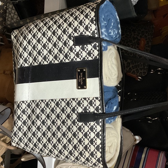 Kate Spade Black and White Patterned Tote 000532 - Picture 1 of 6